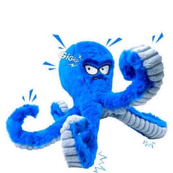 LEGEND SANDY Tough Dog Toys, Stuffed Chew Large Dog Toys to Keep Them Busy, Interactive Squeaky Tug of War Doggie Toy, Crinkle Blue Octopus