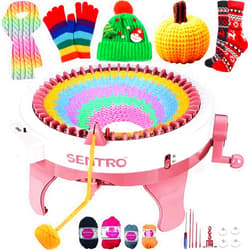 PKHOUHYI SENTRO Knitting Machine 48 Needles Knitting Machine with Row Counter, Smart Automatic Knitting Loom Machine for Adults and Beginner, Circular Knitting Crochet Machine Kit for Hat,Scarf,Glove,Sweater