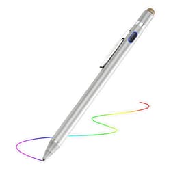 EVACH 2-in-1 Active Stylus Digital Pen with 1.5mm Ultra Fine Tip for iPad iPhone Samsung Tablets, Work on Touchscreen Phones and Tablets,Good at Drawing and Writing, Grey
