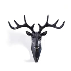 Jkhome Deer Wall Key Holder Hook Hanger with 9 Hooks Storage Wall Mounted Decorative Organizer Without Drilling, Black