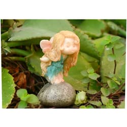Ifever Miniature Fairy Garden Small Resin Flower Fairy Sculpture Figurine Micro Landscape Home Desktop Decor Car Ornament Figurine Hand Painted (on The Stone)
