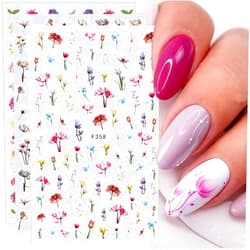 FBABFBUO Flower Nail Art Stickers 3D Flowers Nail Stickers Cheery Blossom Plant Floral Design Self-Adhesive Nail Art Supplies Manicure Decals Spring Watercolor Flower Stickers for Women Nail Art Decorations