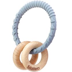 Panny & Mody Personalized Silicone Teether Rattle with Name, Custom Rings for Infant Girls (Grey)