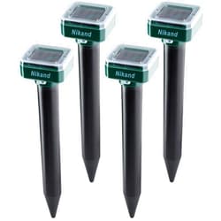 NIKAND Solar Mole Repellent Ultrasonic 4 Pack Outdoor Powered Sonic Deterrent - Mole Stopper Scare Vole for Lawn Garden Yard Home - Groundhog Repeller Snake Rodent Gopher Spikes Chaser Pest (4 Pack)