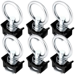Hotop 6 Pieces Single Stud Fitting L Track 4,000LB Capacity with Stainless Steel Round Ring Aluminum Keeper Cargo Control for Airline Track Logistic Installation