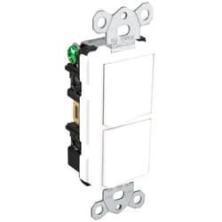 Baomain Duplex Rocker switch 15 Amp, 120 Volt, Single-Pole AC Combination Switch, Commercial Grade, Grounding, UL & CUL White (6PCS)