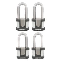 BRINKS - 50mm Commercial Laminated Steel Keyed Padlock with 2” Shackle, 4-Pack - Solid Steel Body with Boron Steel Shackle