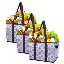 Foraineam Reusable Grocery Bags Set Durable Heavy Duty Tote Bag Collapsible Grocery Shopping Box Bag with Reinforced Bottom