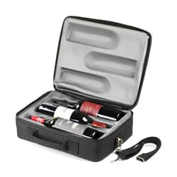 OenoTourer Bag Carrying 3 Bottles of Wine for Travel. Wine Bottles Are UNBREAKABLE When Wine Carrier Bag Is Dropped from Up To 6 Feet. Black Color.