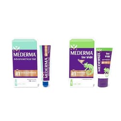 Mederma Scar Gel Bundle with Advanced 0.70oz for Old and New Scars and Kid Friendly 0.70oz Scar Gel