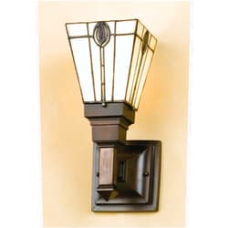 Meyda Tiffany Custom Lighting 50628 Spear Mission 1-Light Wall Sconce, Mahogany Bronze Finish with Beige Stained Art Glass Shade
