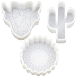 YILIN 3Pcs Set Car Vent Freshie Molds, Small Sunflower Cactus and Highland Cow for Car freshie Starter, Freshies Supplies Silicone Molds for Baking Aroma Beads, DIY Gifts, Home Decor