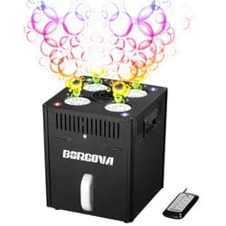 BORGOVA Stage Bubble Machine with Lights, DMX Control, Wireless Remote - Perfect for Weddings, Commercial Performances, Kids’ Parties, and Carnivals