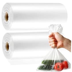 ZEONHAK 1000 Count 10 x 14 Inches Plastic Produce Bags, Clear Plastic Produce Bags Roll for Bread, Fruits, Vegetable, Kitchen, 500 Bags x 2 Rolls