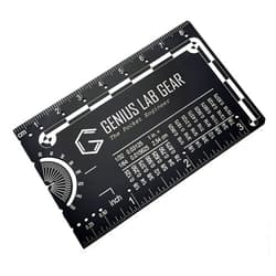 Genius Lab Gear The Pocket Engineer - Small Metal Engineering Ruler Protractor Compass Scale, Techie Stocking Stuffers Gadget Multi-Tool, Mechanical/Civil Engineers Gift, Metric Mini 3 Inch Tool - Genius Lab Gear