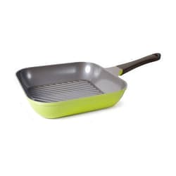 Neoflam Eela Non Stick Pan Griddle Square Stovetop Grill with Sear Ridges, PFOA Free Ecolon Ceramic Coating for Skillet, Broil, Fish Vegetables and Meat, Scratch Resistant, 11-Inch, Olive Green