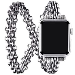 VIIVY VIYIV Bands Compatible with Apple Watch Band 38mm 40mm 41mm 42mm 44mm 45mm iWatch SE Series 7/6/5/4/3/2/1 for Men Women, Luxury Stainless Steel Metal Charms Braided Chain Thin Bracelet