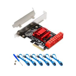 IIAZIMPS PCI-E SATA Expansion Card X4 6 Ports SATA PCIe Card 6Gbps Expansion Controller Adapter Card with 6 SATA Cables and Low Profile Bracket, Soft-Raid(ASM1166)