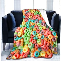 Pindola Fruit Hoops Cereal Throw Blanket Warm Lightweight Soft Cozy Warm Home Decoration 50