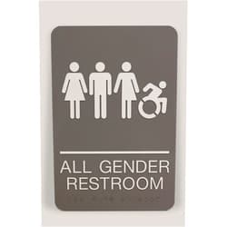 Headline Sign Dynamic ALL GENDER RESTROOM Accessible ADA Sign, Raised White Letters Braille and International Symbols, Rigid Plastic with Mounting Tape included, Made in USA, 6