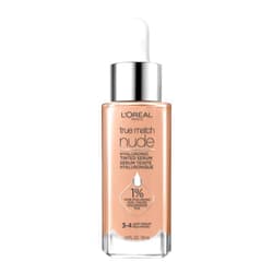 L'Oreal Paris True Match Nude Hyaluronic Tinted Serum Foundation with 1% Hyaluronic acid, Light-Medium 3-4, 1 fl. oz.