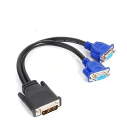 Toptekits DVI-I DVI 24+5 Male to Dual 2 VGA Female Monitor Video Splitter Adapter Cable,DVI to 2X VGA Splitter Power Cord