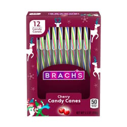 Brach's Holiday Cherry Candy Canes, 12ct Box - Individually Wrapped Holiday Classic Stocking Stuffer, Holiday Gifting and Decorating
