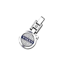 PuDina Fit Volvo KeyChain Car Logo Ring 3D With Diamonds Chrome Metal Car Keychain Keyring Alloy Key Holder For Volvo Car Accessories,for Man and Women Chrome Plated Key Rings