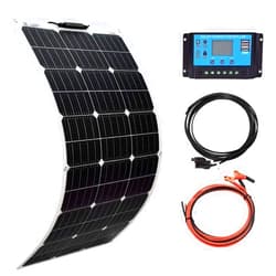 XINPUGUANG Flexible Solar Panel 100W 12V Monocrystalline Solar Kit Hightweight Module, 10A Charge Controller,Extension Cable for RV Boat Cabin Car (100W-1)