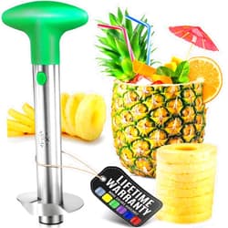 Zulay Kitchen Stainless Steel Pineapple Corer & Slicer – Heavy-Duty Pineapple Cutter with Reinforced Blade & Easy Core Remover – Effortless Pineapple Peeler & Slicer Tool - Green