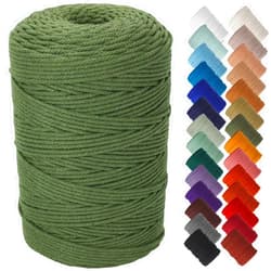 NOANTA Olive Green Macrame Cord 3mm x 328yards, Colored Macrame Rope, Cotton Rope Macrame Yarn, Colorful Cotton Craft Cord for Wall Hanging, Plant Hangers, Crafts, Knitting
