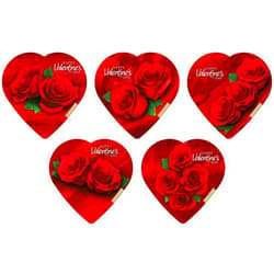 Elmer Chocolate Valentine's Day Rose Flowers Heart Shaped, 2 Ounce Chocolate Gift Box - 18 Count Case