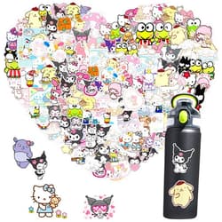 LIANKONG 100 PCS My Melody and Kuromi Stickers, Hello Kitty Stickers Pompompurin Keroppi Stickers, Cute Stickers for Kids Teens Adults