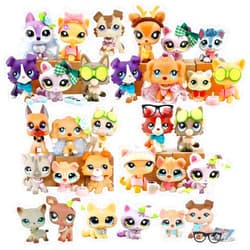 TXLDHVAZI Mini Pet Toys Random 5pcs Pets and 15PCS Accessories, Little Animal Toy Cute Collie Short Hair Cat Great Dane Cocker Spaniel Dog and More,Kids Girls Collectible Imagination lps Toys