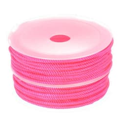 HARFINGTON 2pcs Twisted Nylon Twine Thread Beading Cord 3mm 7M/23 Feet Extra-Strong Braided Nylon String for Crafting Bracelets Jewelry Making, Hot Pink