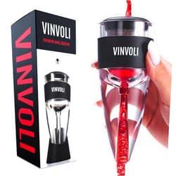 Vinvoli Luxury Wine Aerator - Improved 2024 Red Wine Aerator Decanter with Unique Three-Stage Aeration, Wine Sediment Filter, No-Drip Stand - Quality and Convenience for Wine Lovers and Sommeliers