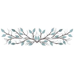 Hotop 2 Pieces Metal Tree Leaf Wall Decor Vine Olive Branch Leaf Wall Art Wrought Iron Scroll Sculptures Above the Bed, Living Room, Outdoor Decoration (Fresh Color,Fresh Style)
