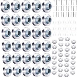 Pangda Concave Wall Door Bumper Stop Silver Stainless Steel Wall Door Bumper with 1-1/8 Inch Gray Round Rubber Bumper Wall Protector Door Stops (Silver,50 Pieces)