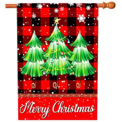 Korlon Tec Christmas Flags 28 x 40 Double Sided for Outside, Rustic Farmhouse House Flag with Xmas Trees, Large Christmas Garden Flag for Yard Holiday Home Decorations