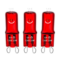 C-Raptile G9 Bulb 25W 120V 2 Pin 3 Pack Base Light Bulb Replacement Dimmable Warm Red