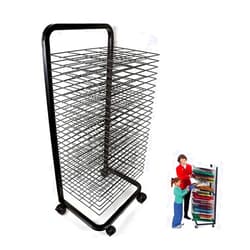 YSCMX Art Drying Rack, 3 Sizes Mobile Art Drying Rack with Wire Shelves for Works of Art, Black Powder Coated Finish, Art Rack Storage Organizer on Wheels，Ideal for Education Schools and Art Clubs