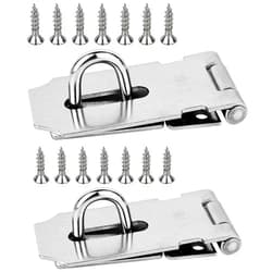 H H&J HUAJIAN HUAJIAN Door Locks Hasp Latch, Stainless Steel Gate Lock Hasp, 4 Inch Stainless Steel Safety Packlock Clasp Hasp Lock Latch, 2pack (4Inch)