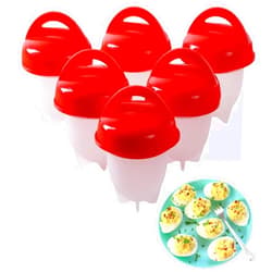 Hinbkenla 6 Pcs Egg Cooker,Silicone Egg Poacher Cups,Hard Boiled Egg,Egg Coddler,Hard Boiled Eggs,Boiled Eggs, Non-Stick Egg Boiler Poachers,Shell-Free Egg Cooker Set, For Fast Poaching Egg For Breakfast