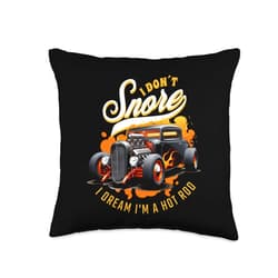 Visit The Hot Rods Store I Don't Snore I Dream Vintage Hot Rod Throw Pillow, 16x16, Multicolor
