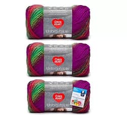 Red Heart Yarn Red Heart Unforgettable Yarn - 3.5 Oz - 3 Pack Bundle with Bella's Crafts Stitch Markers (Rain Forest)