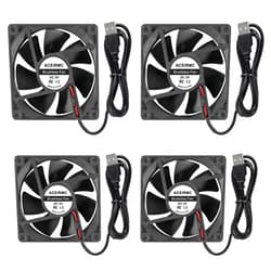 ACEIRMC 4pcs 80mm USB Fan 5V Brushless 8025 80x25mm for Cooling DIY PC Computer Case 3D Printer CPU Coolers Radiators (5V USB)