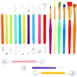 Patelai 19 Pieces Cake Decorating Tools,Cookie Fondant Modeling Set,Marshmallow Sculpting Brush and Fondant Modeling Tools for DIY Cake Sugar Gum Paste Decorating Supplies