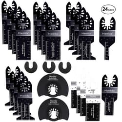 Hanida 24PCS Metal Wood Oscillating Multitool Blades Quick Release Oscillating Saw Blades Universal Multi Tool Blades Set Fit for Porter Cable Rockwell Ridgid Ryobi Milwaukee Dewalt Makita Bosch Fein…