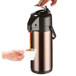 PARACITY Upgraded Airpot Coffee Carafe with Double Pump, Stainless Steel Drink Dispenser for Hot/Cold Beverage with Lazy Susan Base, Coffee Termos Para Cafe for Hot Cocoa for Parties