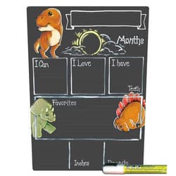 Cohas Monthly Milestone Board for Baby with Dinosaur Theme, Reusable Chalkboard Style Surface, and Liquid Chalk Marker, 9 by 12 Inches, White Marker